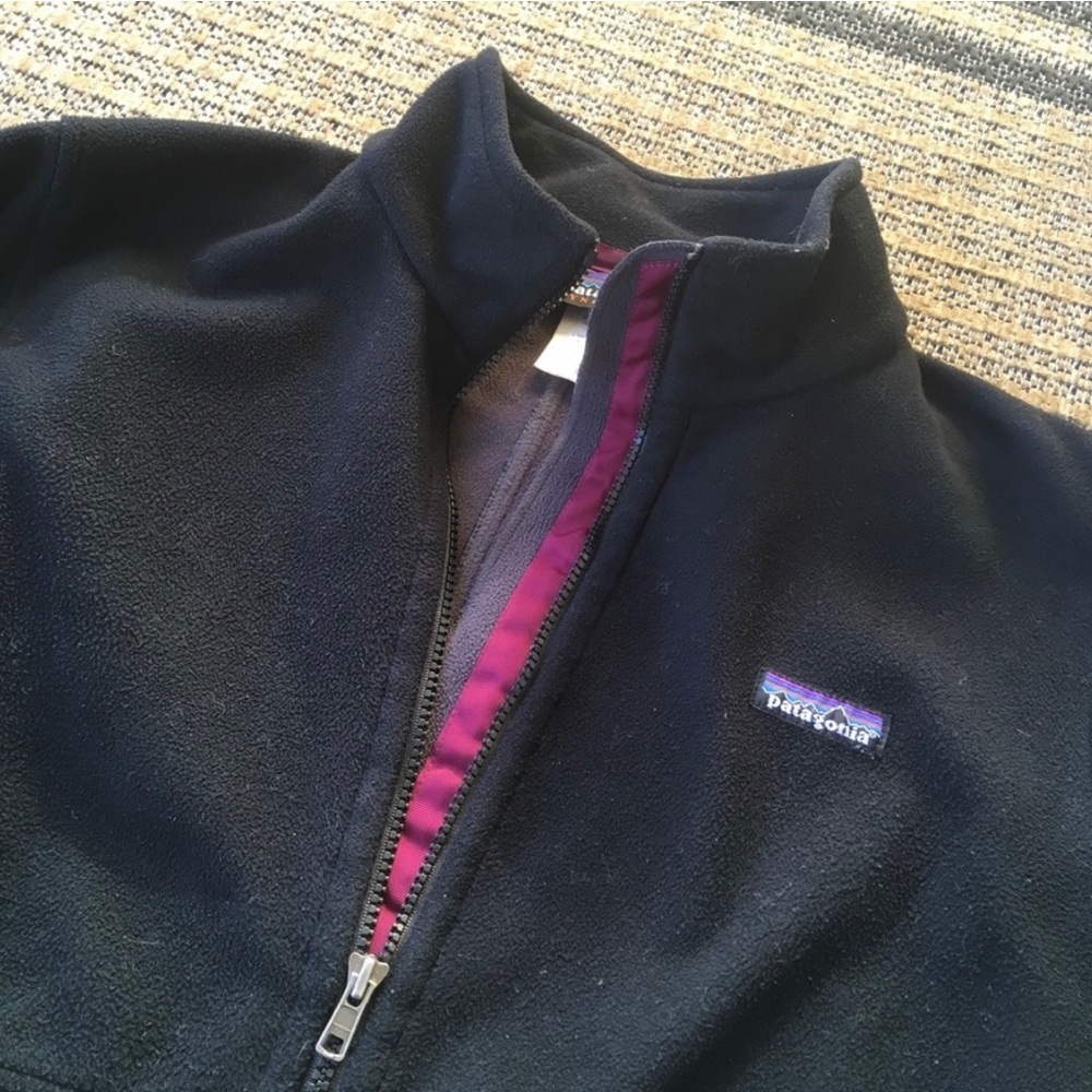 Patagonia Black Fleece Jacket with Fuschia Trim
